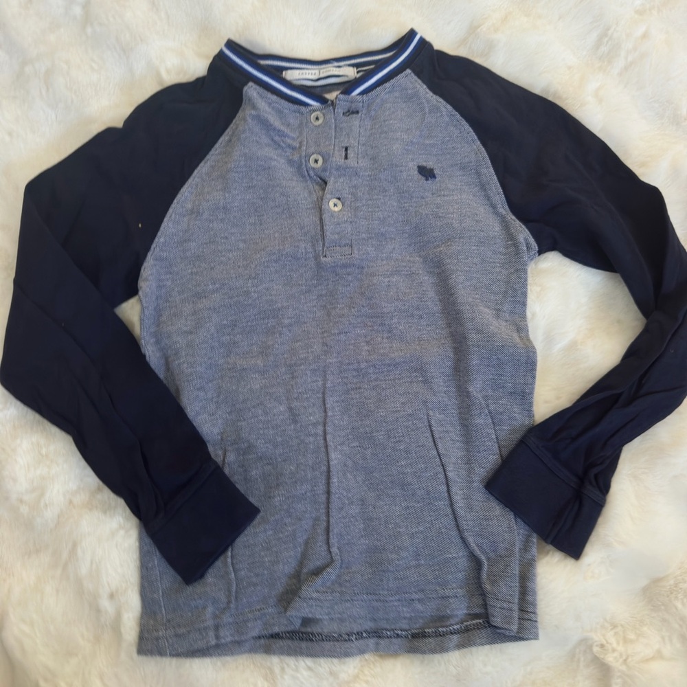 Navy and Gray Long Sleeve Henley for Kids